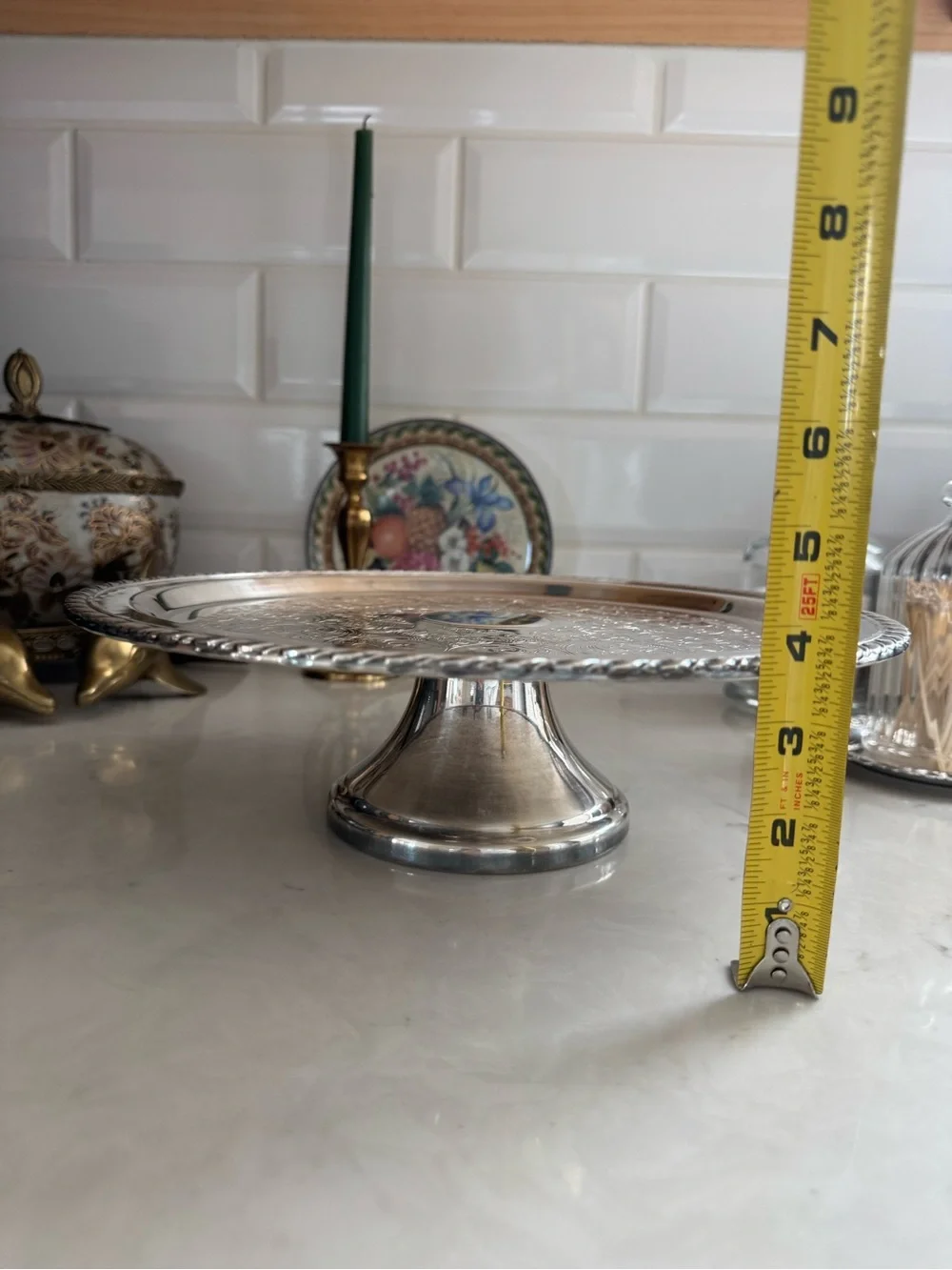 Vintage WM Rogers Silverplated Cake Stand Approx. 12.25” In Diameter X 3.5” Tall
